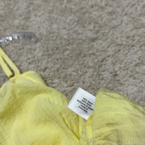 Lane Bryant 18 Yellow Crepe Cold Shoulder Flutter Sleeve Smock Peplum Top NWOT - Picture 5 of 6